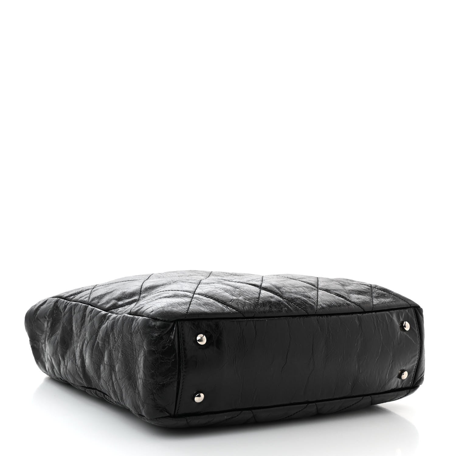 Chanel Glazed Calfskin Quilted Portobello Tote Black Beige 4 of 14