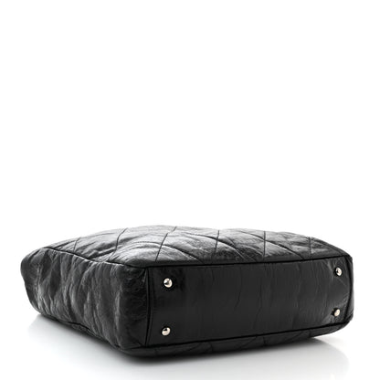 Chanel Glazed Calfskin Quilted Portobello Tote Black Beige 4 of 14