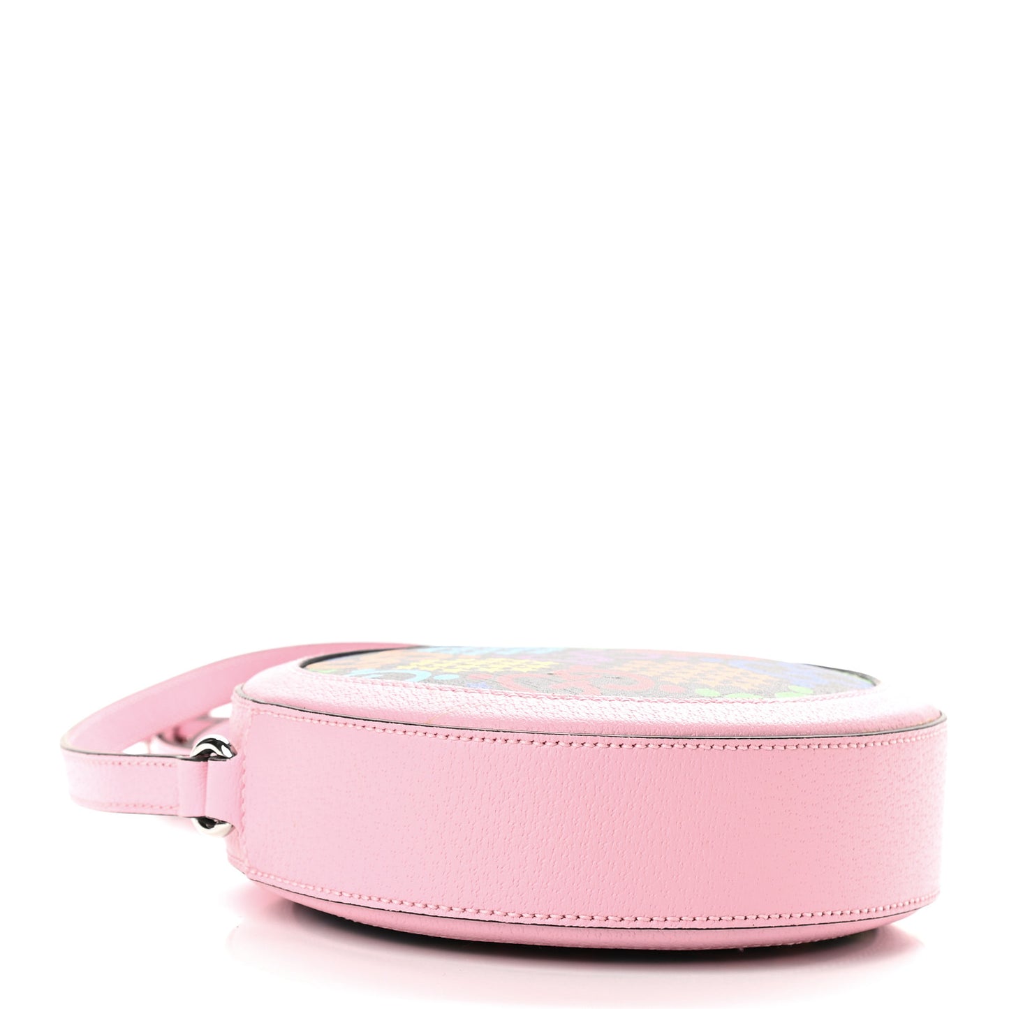 GG Supreme Monogram Psychedelic Round Shoulder Bag Black Multicolor Sugar Pink