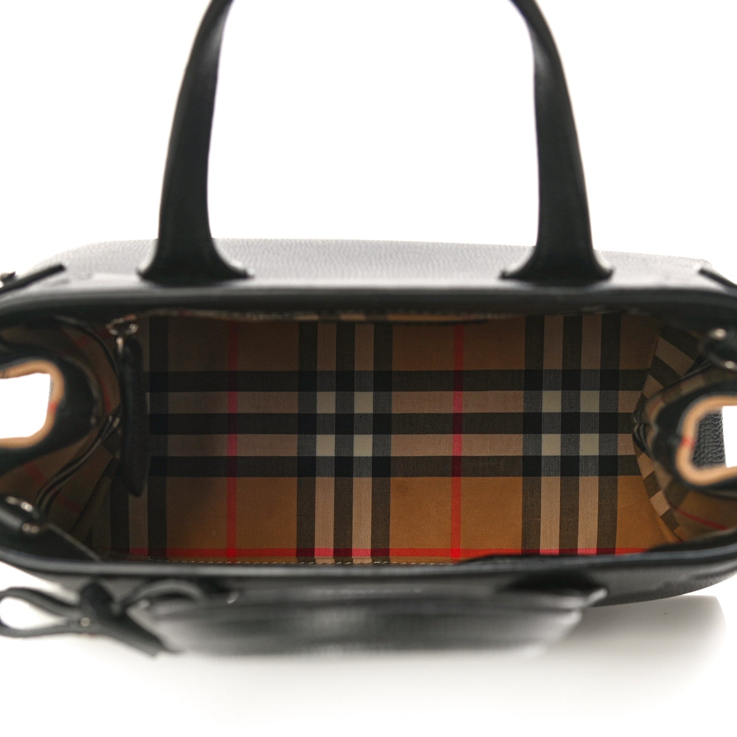 Burberry Grainy Calfskin House Check Small Banner Tote Black 5 of 19
