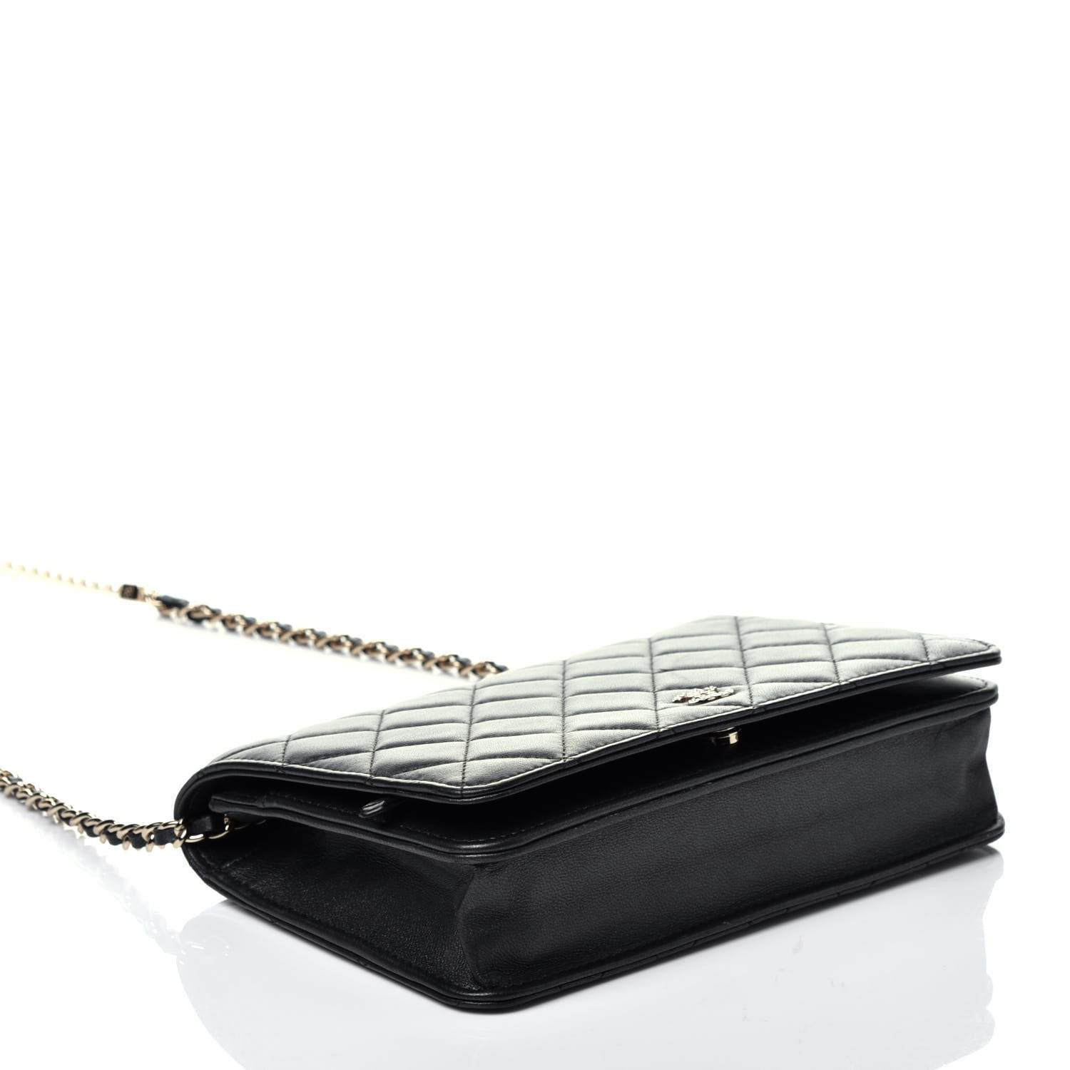 Chanel Iridescent Lambskin Quilted Pearl Wallet On Chain WOC Black 4 of 10