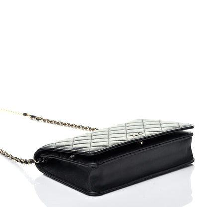 Chanel Iridescent Lambskin Quilted Pearl Wallet On Chain WOC Black 4 of 10