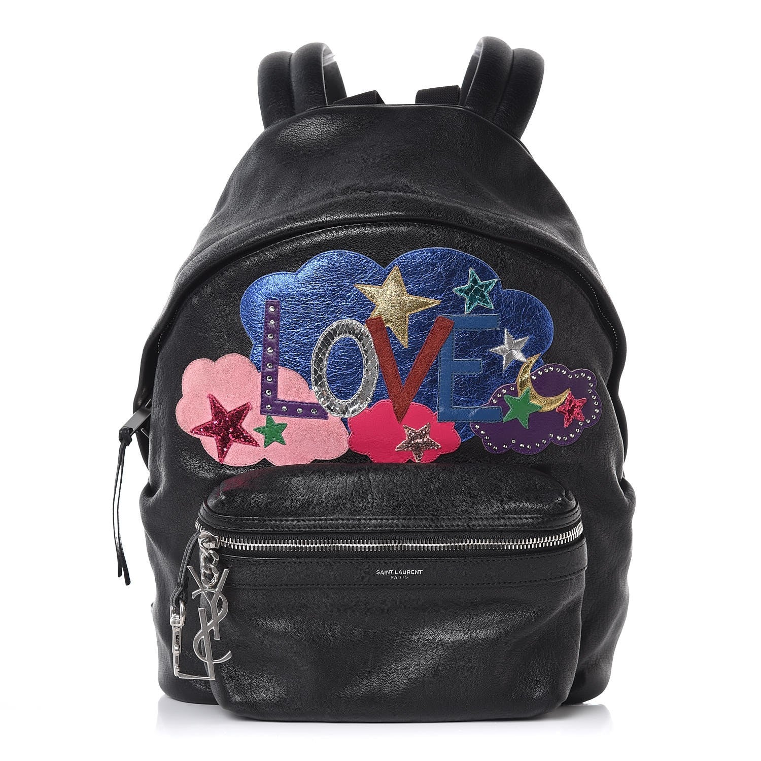 Saint Laurent Sheepskin Mini Love Appliqué City Backpack Black 1 of 8