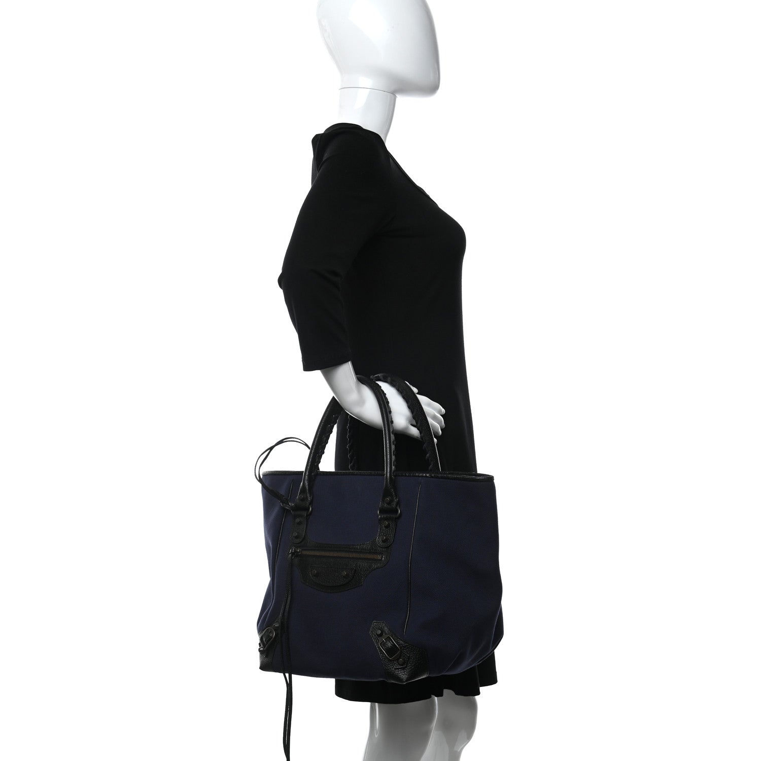 Balenciaga Canvas Classic Hardware S Sunday Tote Navy 2 of 9