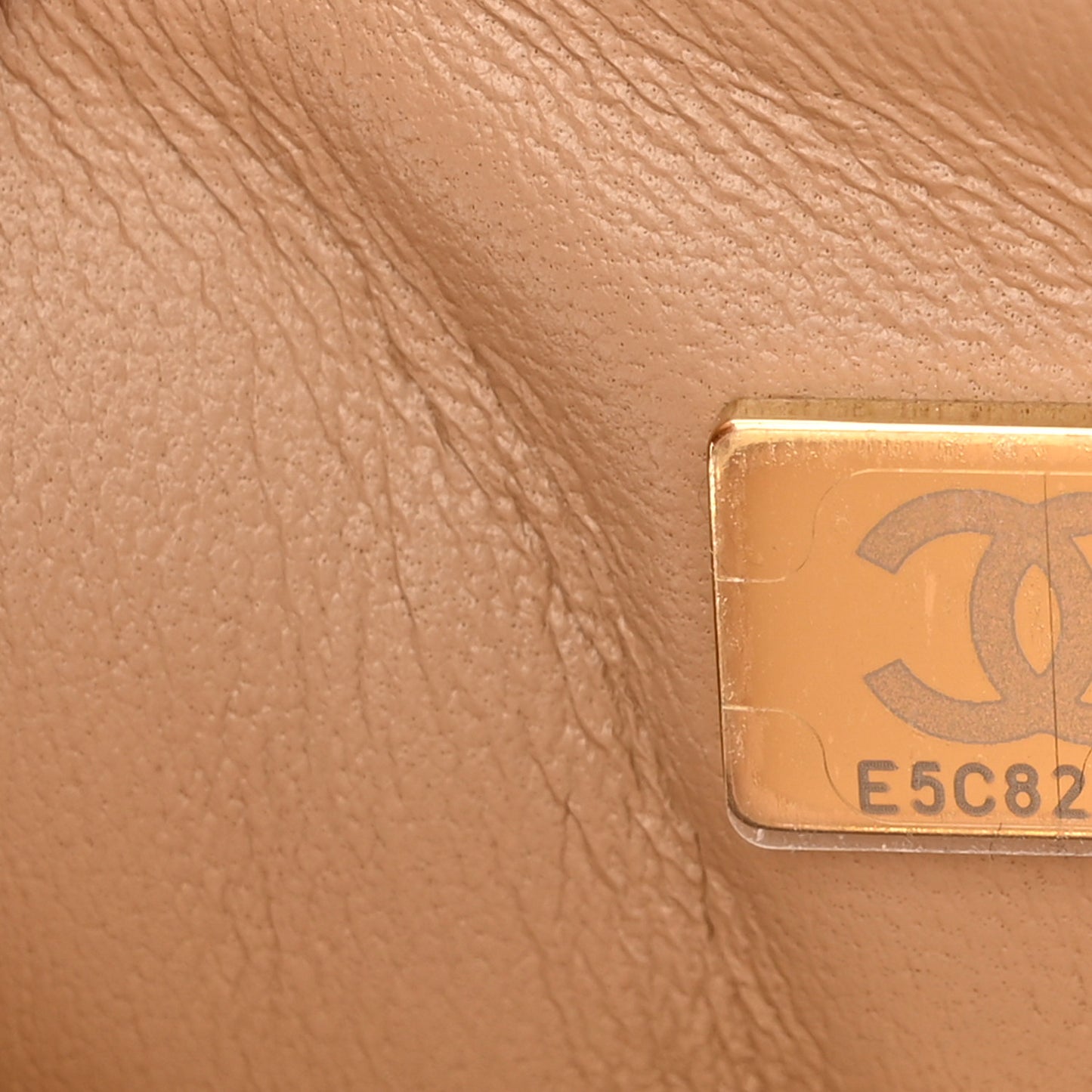 Caviar Chevron Quilted Medium Boy Flap Dark Beige