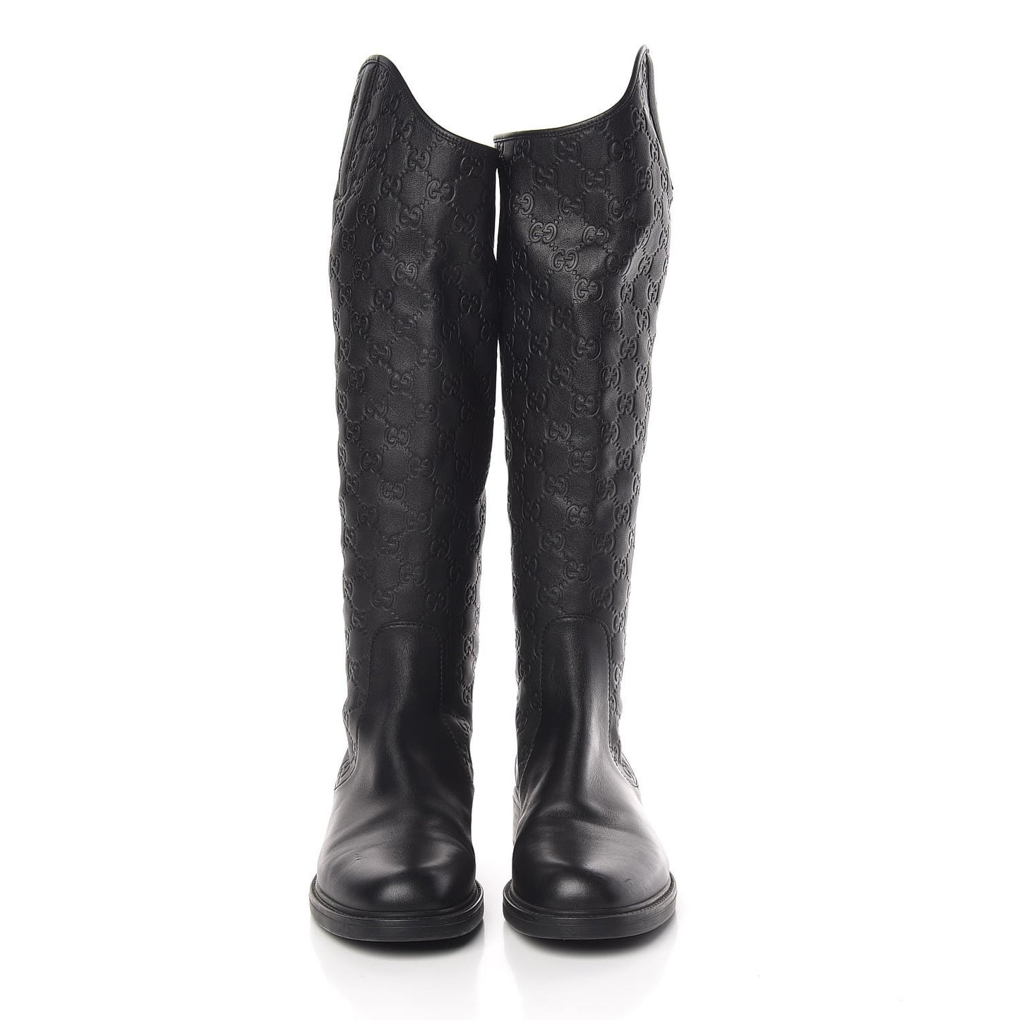 Guccissima Calfskin Miro Soft Knee High Riding Boots 39 Black