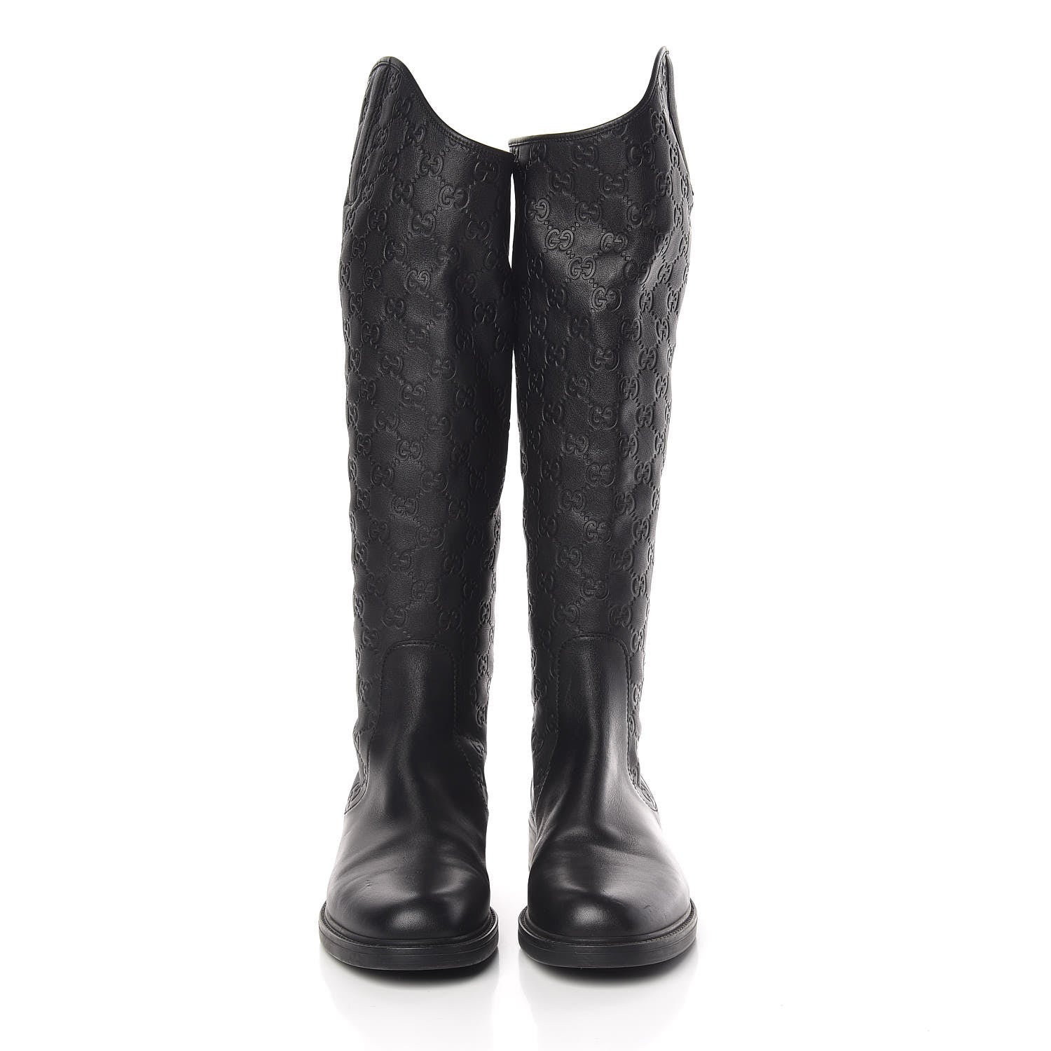 Gucci Guccissima Calfskin Miro Soft Knee High Riding Boots 39 Black 2 of 10