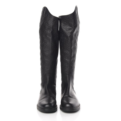 Gucci Guccissima Calfskin Miro Soft Knee High Riding Boots 39 Black 2 of 10