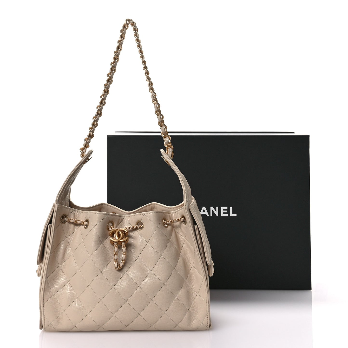 Caviar Quilted Small Chanel 25 Handbag Beige