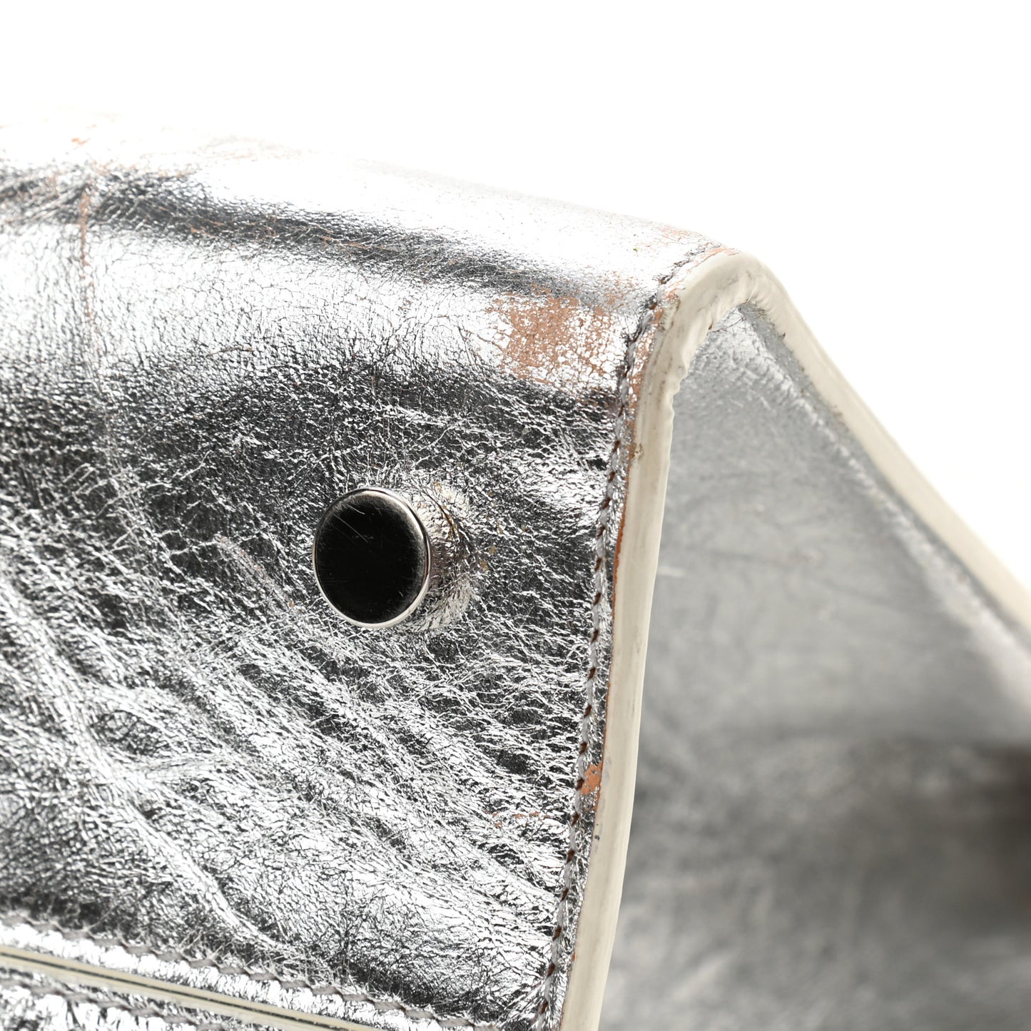 Metallic Calfskin Medium Diorever Flap Silver