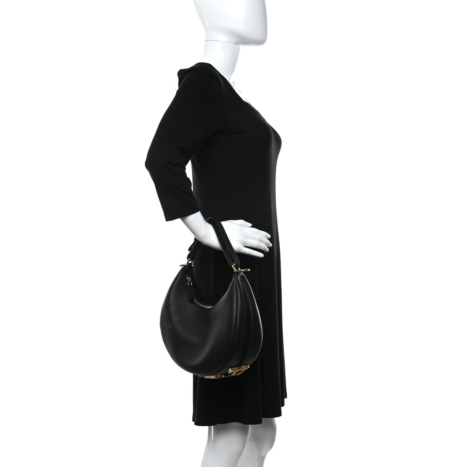 Fendi Vitello Grace Matte Small Fendigraphy Hobo Bag Black 2 of 9