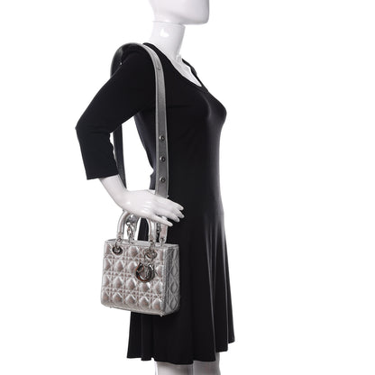 Christian Dior Metallic Grained Calfskin Cannage Small Lucky Badges My Lady Dior Silver 2 of 10