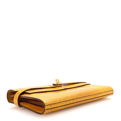 Hermes Shiny Alligator Kelly Longue Wallet Jaune Ambre 4 of 10