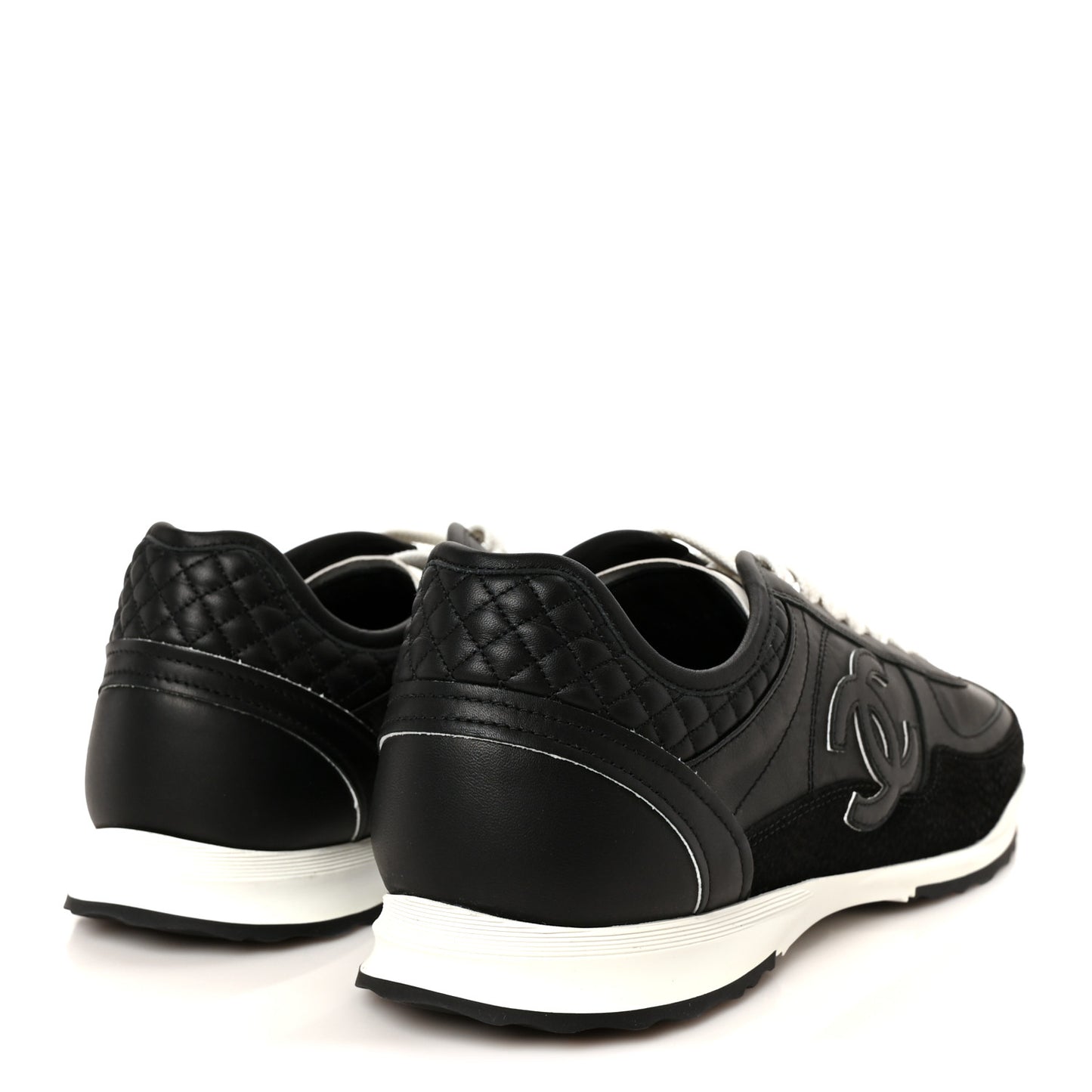 Calfskin Suede CC Womens Sneakers 41 Black White