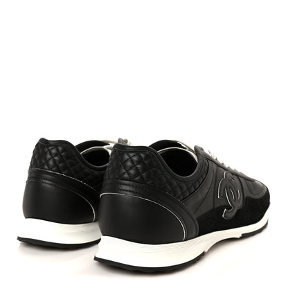 Chanel Calfskin Suede CC Womens Sneakers 41 Black White 5 of 10