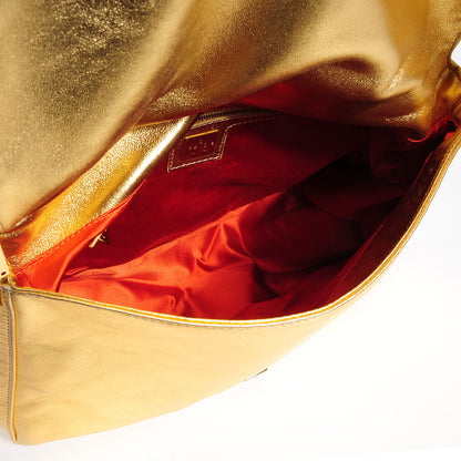 Fendi Leather Crystal Mama Baguette Gold 6 of 12