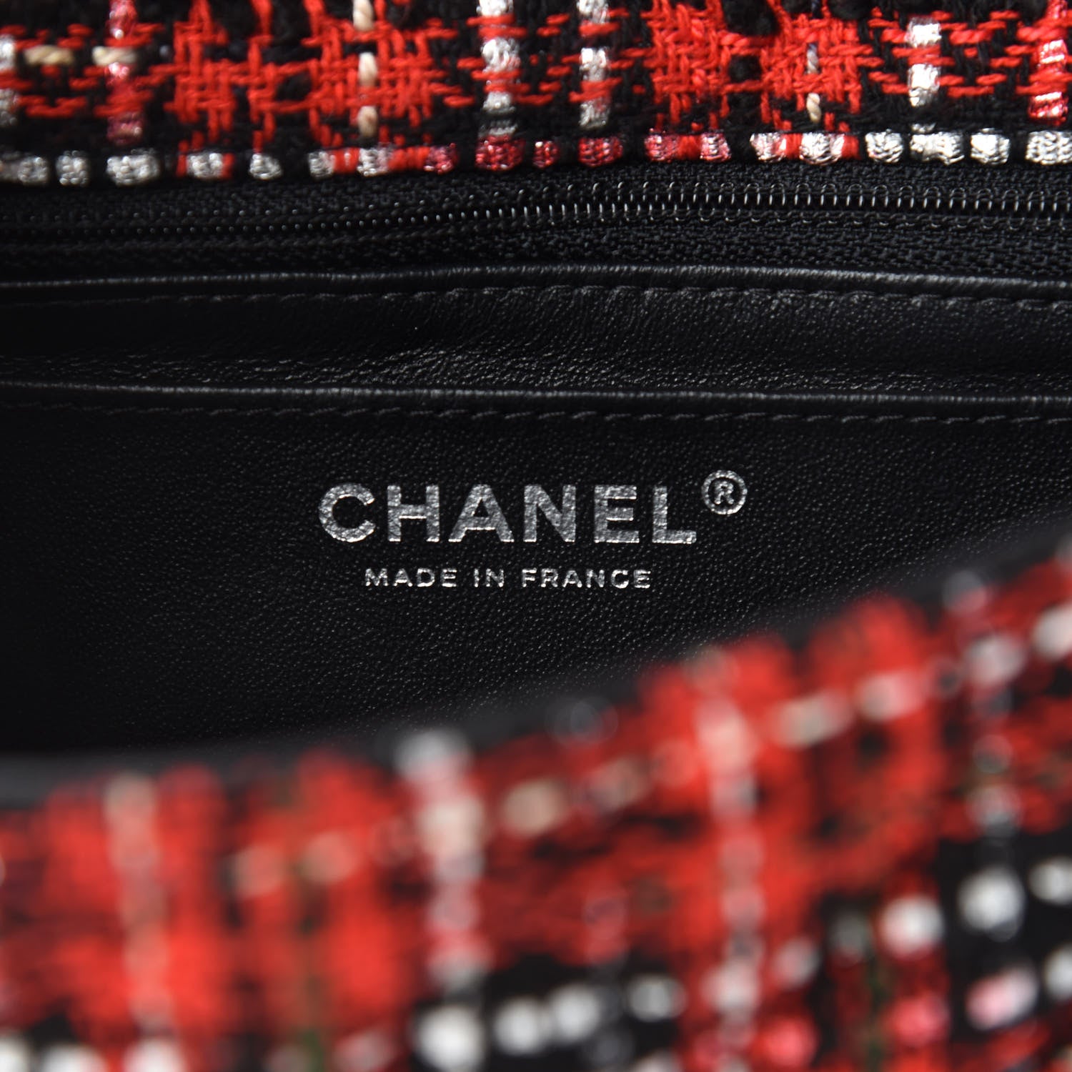 Chanel Tweed Quilted Mini Rectangular Flap Red Navy 8 of 11