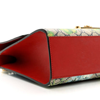 Gucci GG Supreme Monogram Blooms Medium Padlock Shoulder Bag Beige Blue Navy Hibiscus Red 8 of 10