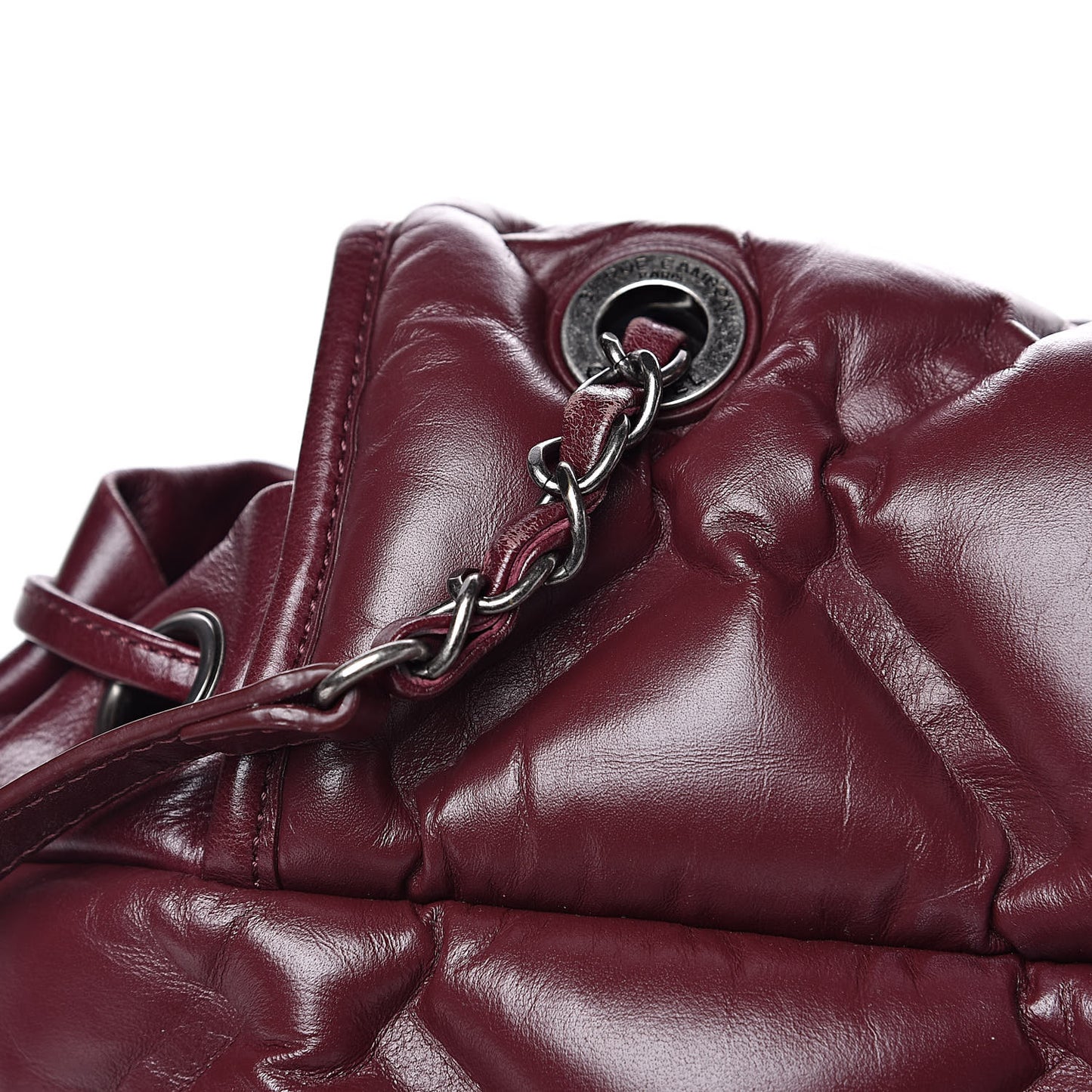 Calfskin Quilted Chesterfield Backpack Burgundy