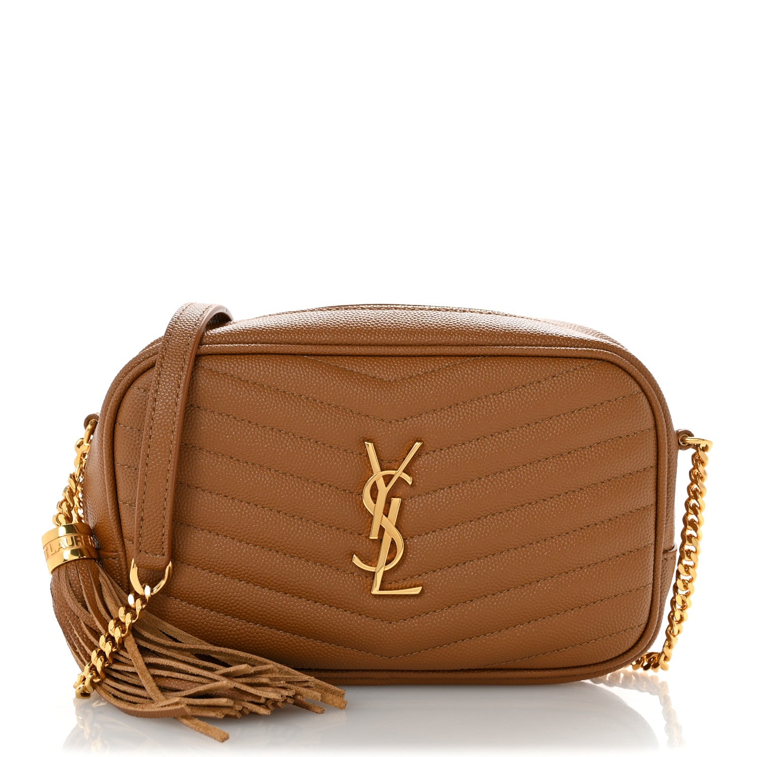 Saint Laurent Grain De Poudre Matelasse Monogram Mini Lou Camera Bag Dark Natural 1 of 11
