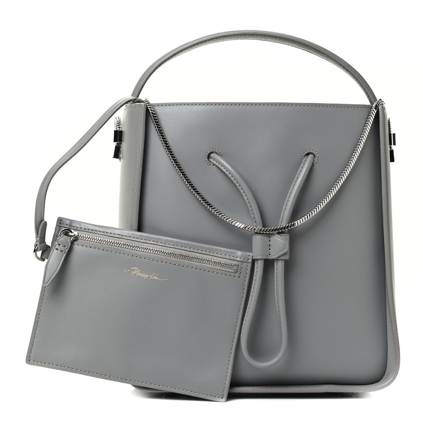 Smooth Calfskin Small Soleil Bucket Bag Cement