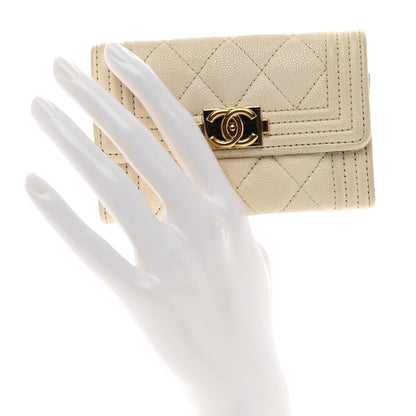 Chanel Caviar Quilted Boy Flap Card Holder White 2 of 9