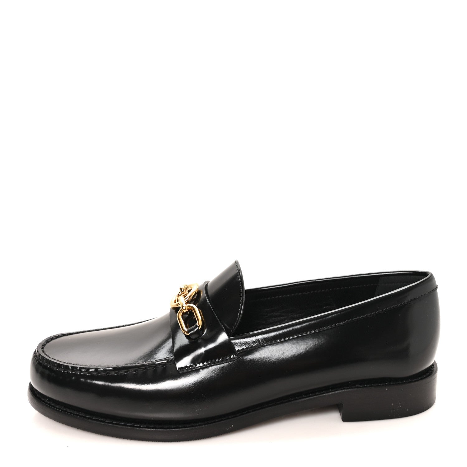 Louis Vuitton Glazed Calfskin Chess Flat Loafers 39 Black 1 of 9