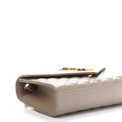 Saint Laurent Grain De Poudre Textured Mixed Matelasse Triquilt Small Monogram Satchel Dark Beige 8 of 10