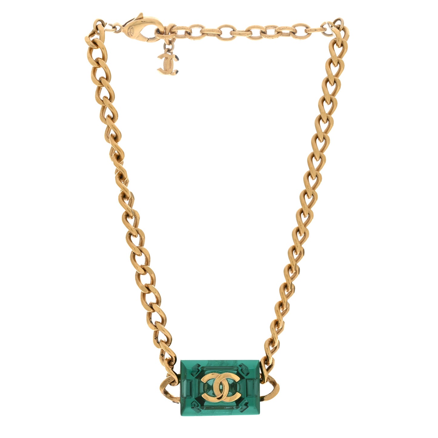 Metal Resin CC Square Choker Gold Green