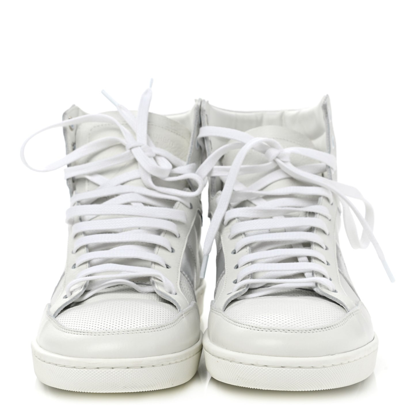Metallic Calfskin Mens Perforated Court Classic SL/10H High Top Sneakers 41 Silver