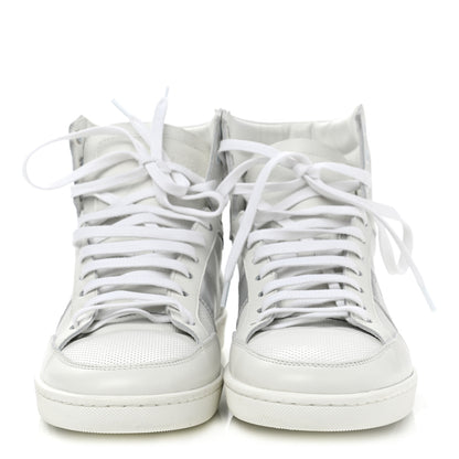 Saint Laurent Metallic Calfskin Mens Perforated Court Classic SL/10H High Top Sneakers 41 Silver 2 of 9