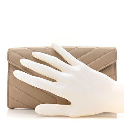 Saint Laurent Lambskin Y Quilted Monogram Large Loulou Flap Wallet Nude Powder 2 of 16