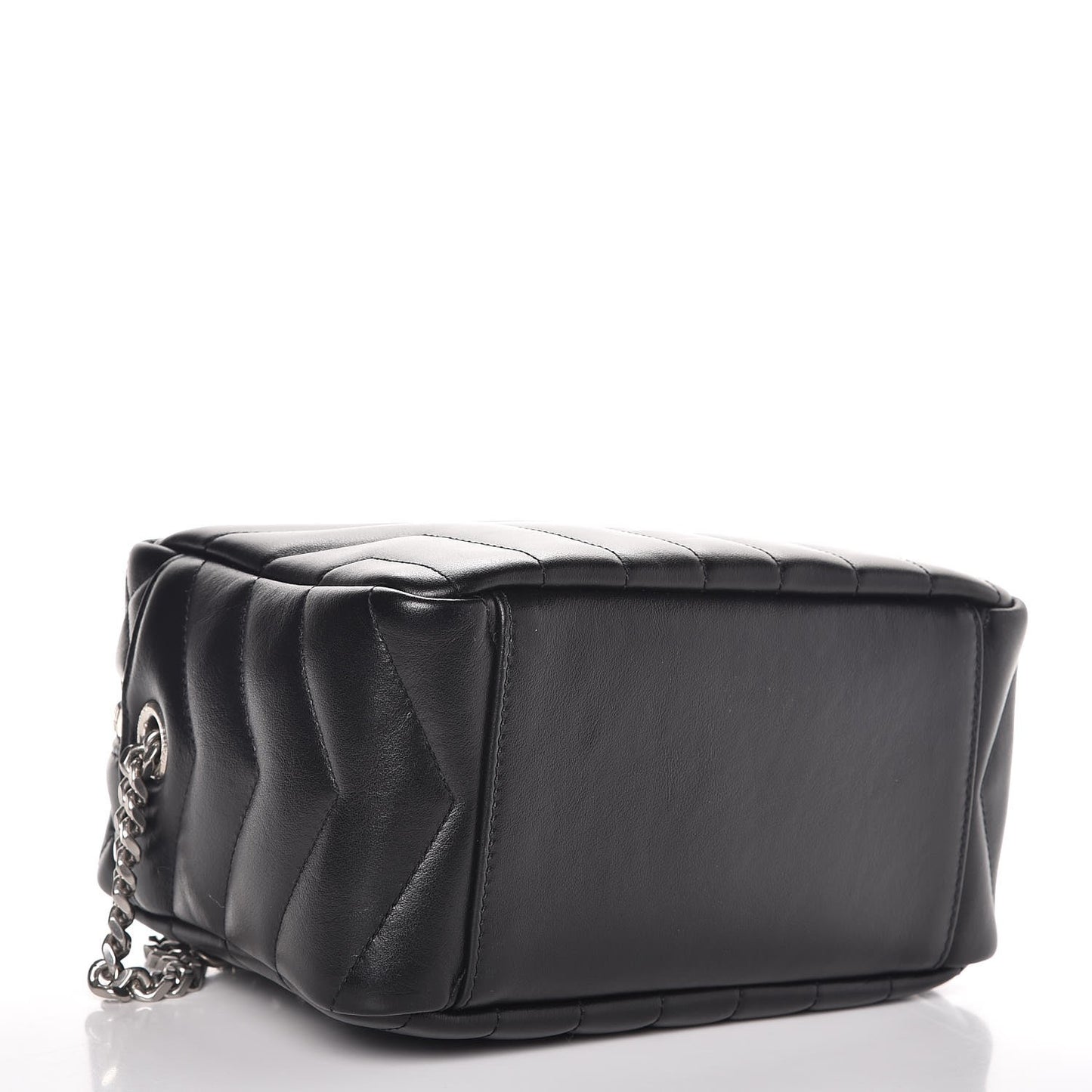 Calfskin Y Quilted Monogram Small Loulou Bowling Bag Black