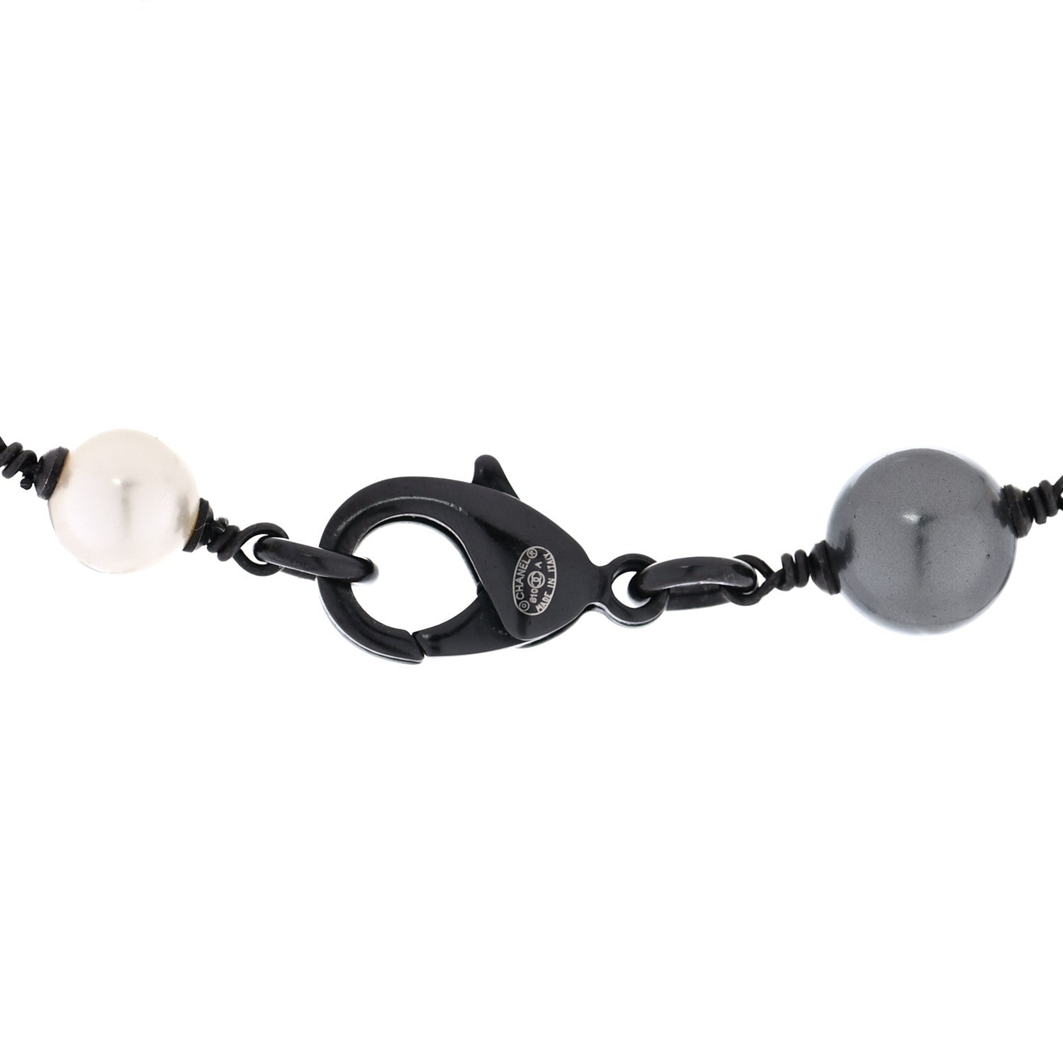 Chanel Ruthenium Pearl Baguette Crystal CC Necklace Black 4 of 6