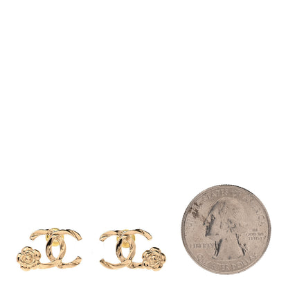 Chanel Metal Camellia CC Earrings Gold 2 of 5