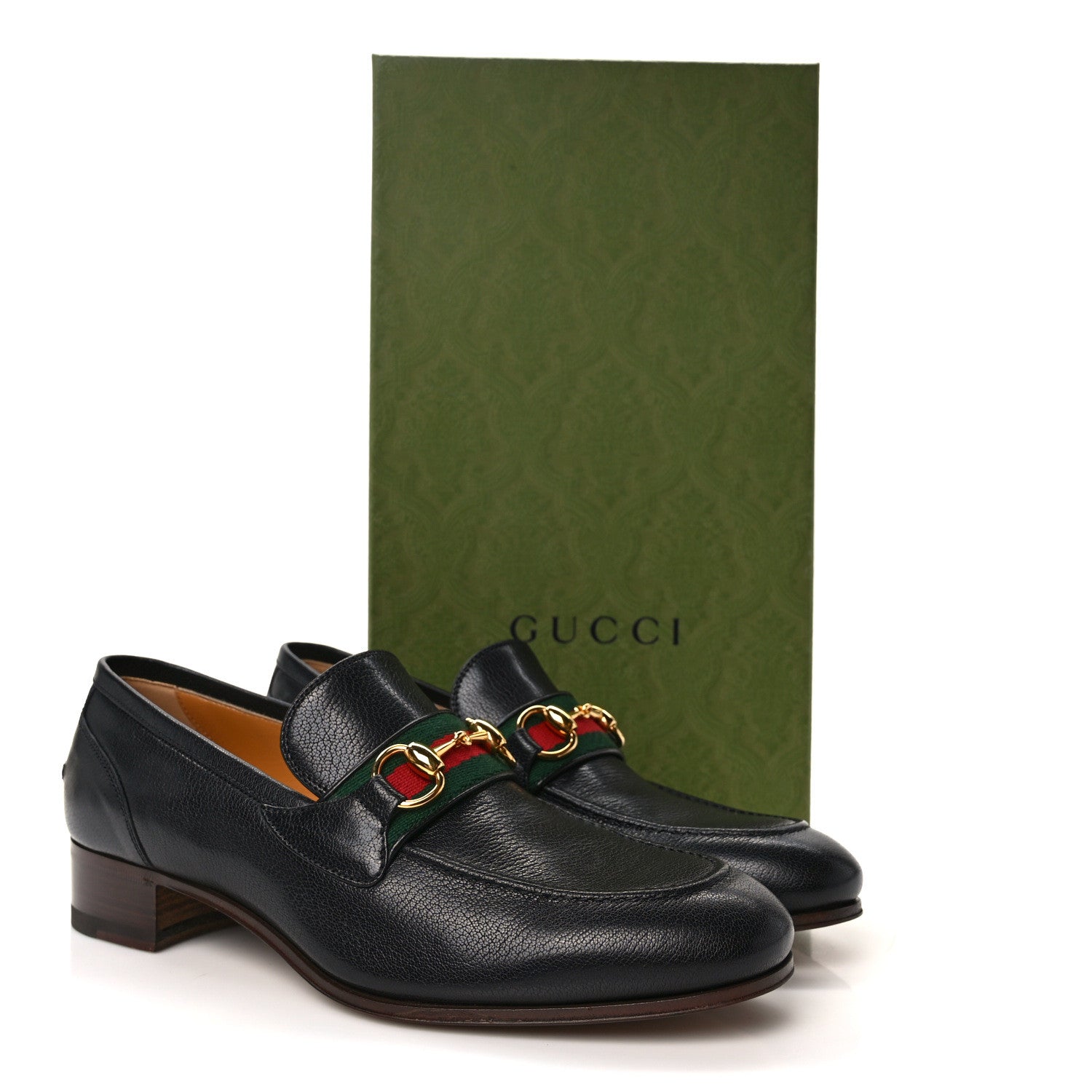 Gucci Goatskin Web Mens Horsebit Loafers 6.5 Black 9 of 9