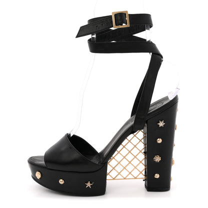 Chanel Calfskin Studded Platform Pumps 40.5 Black 1 of 11