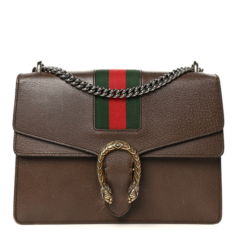 Textured Calfskin Web Medium Dionysus Shoulder Bag New Acero
