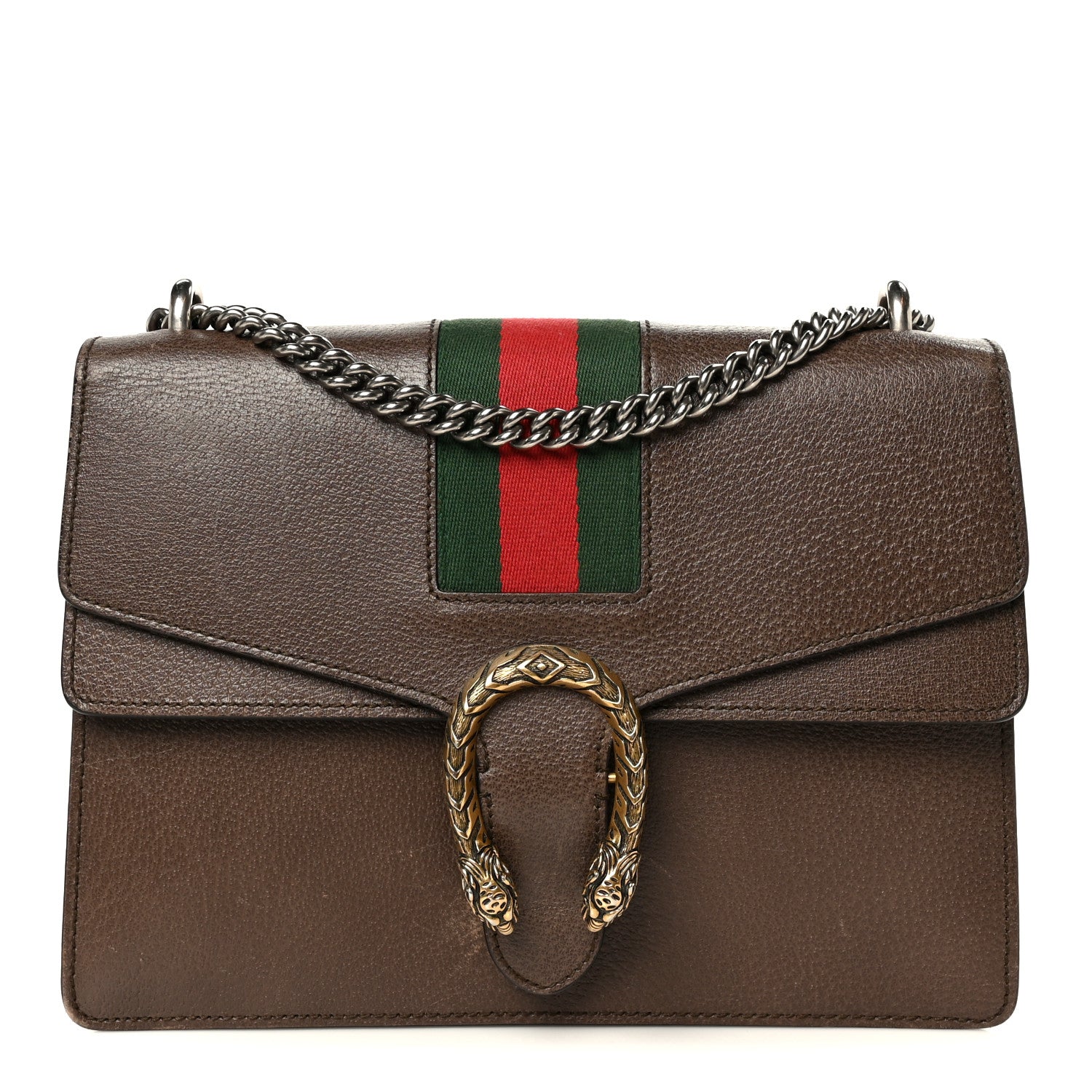 Gucci Textured Calfskin Web Medium Dionysus Shoulder Bag New Acero 1 of 15