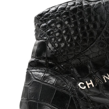 Chanel Calfskin Crocodile Embossed Cocodile High Top Sneakers 38 Black 11 of 11