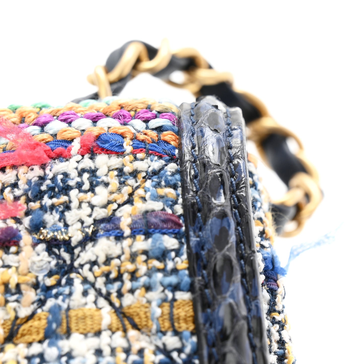 Tweed Snakeskin Quilted Medium CC Filigree Flap Multicolor