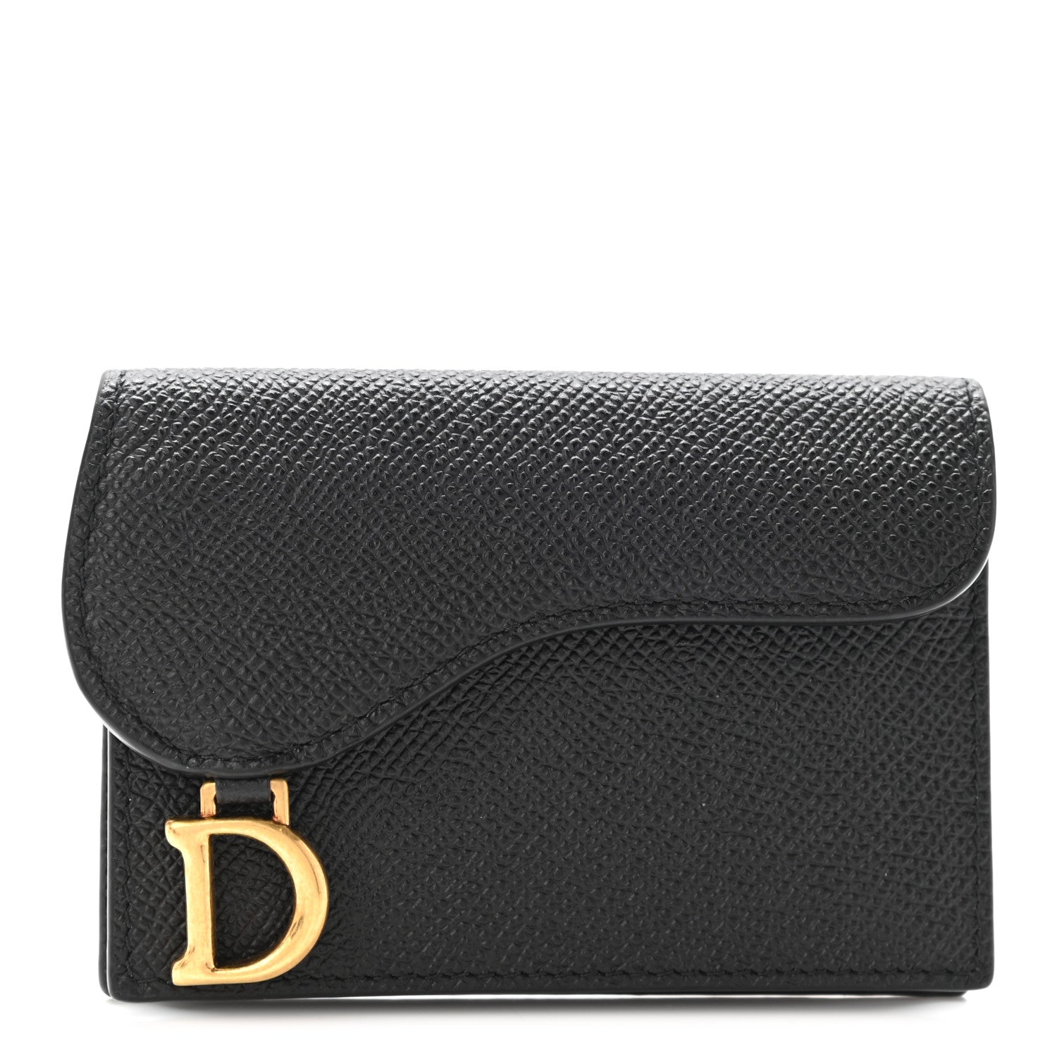 Christian Dior Grained Calfskin Saddle Card Holder Black 1 of 9