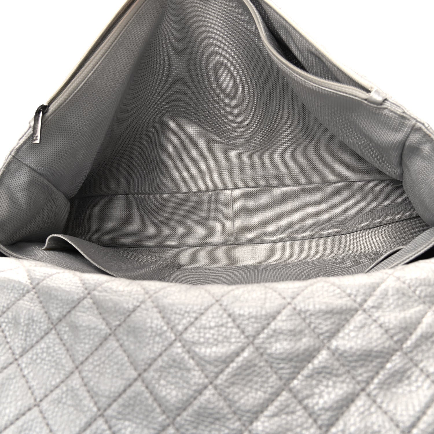 Chanel Metallic Calfskin Quilted XXL Travel Flap Bag Silver 4 of 8