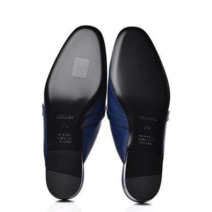 Hermes Calfskin Oz Mules 37.5 Bleu Maritime 5 of 7