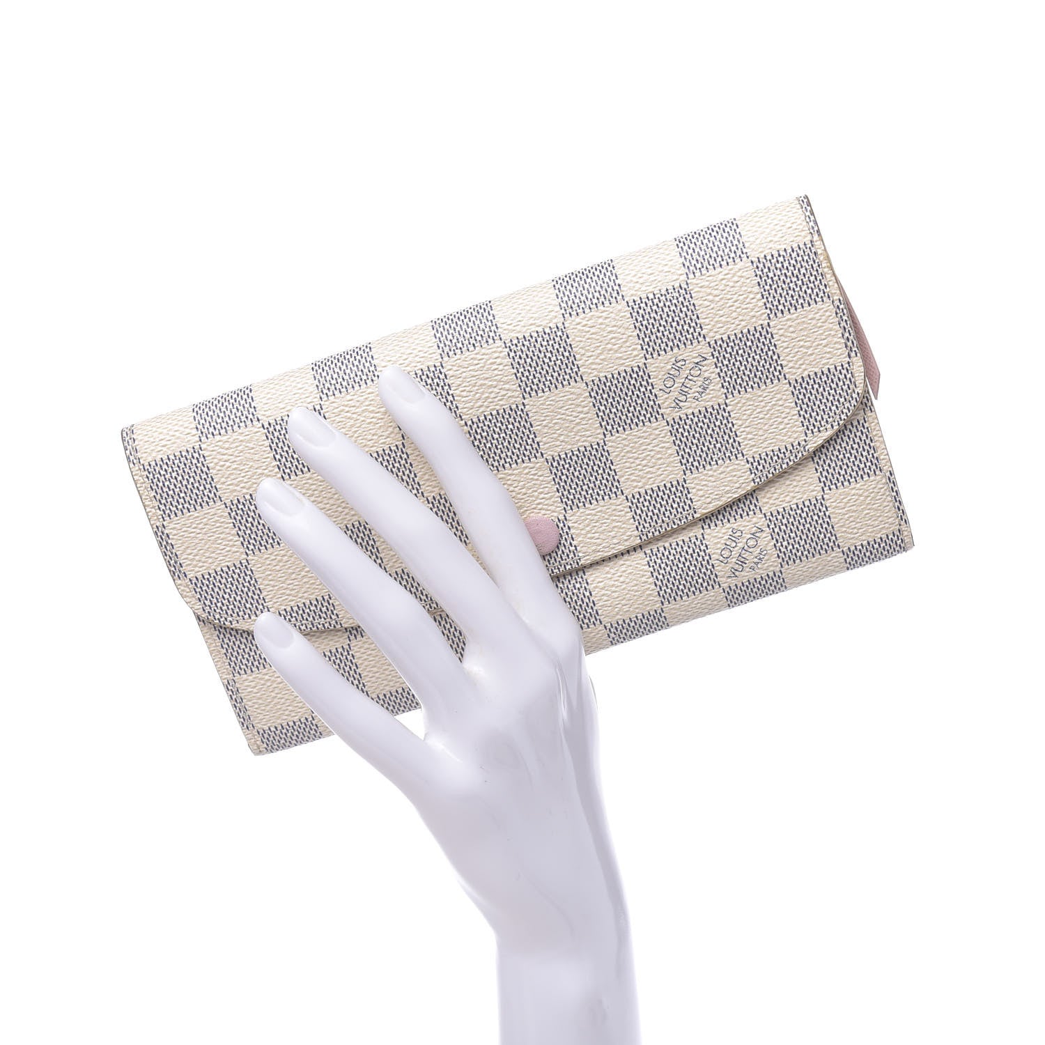 Louis Vuitton Damier Azur Emilie Wallet Rose Ballerine 2 of 11