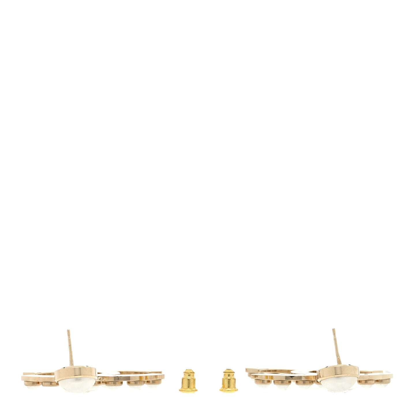 Metal Pearl CC Dangle Earrings Gold