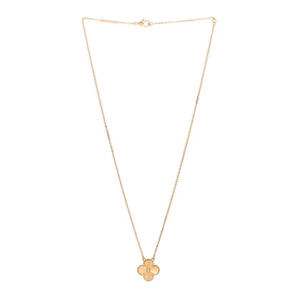 Van Cleef & Arpels 18K Yellow Gold Guilloche Vintage Alhambra Pendant Necklace 3 of 6