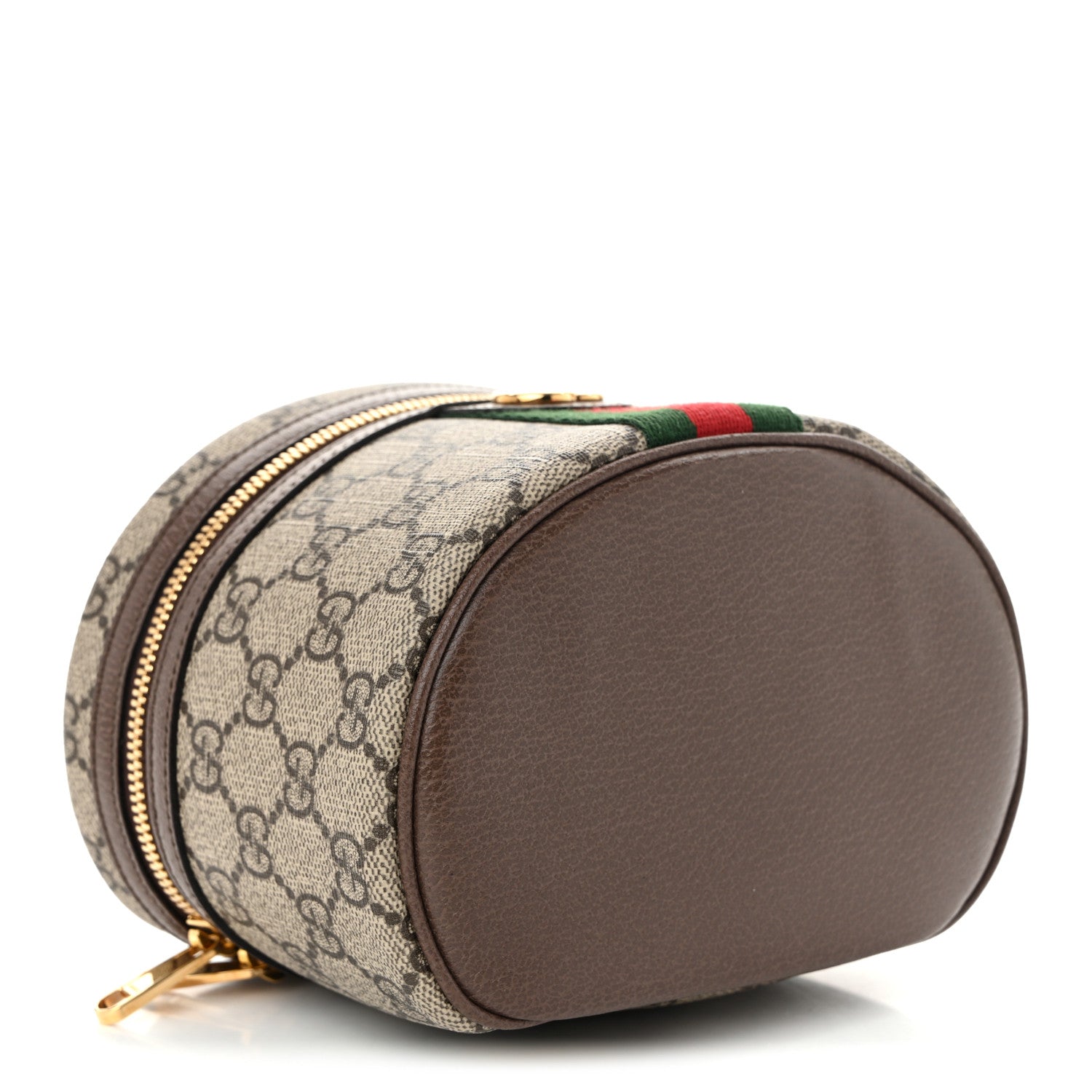 Gucci GG Supreme Monogram Textured Calfskin Web Ophidia Vanity Cosmetic Case Beige Ebony New Acero 4 of 10