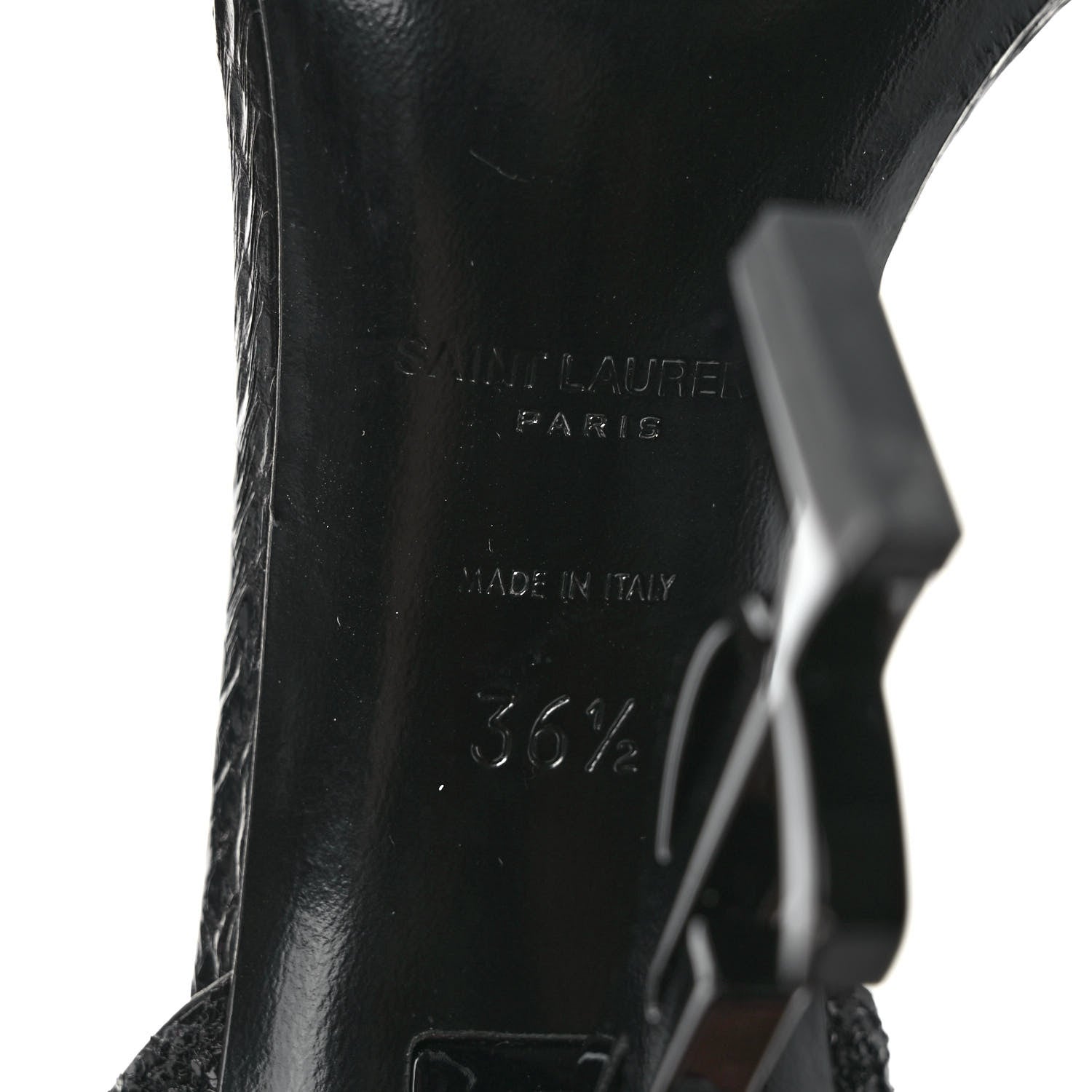 Saint Laurent Glitter Opyum Sandals 36.5 Black 6 of 8