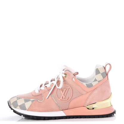 Louis Vuitton Suede Damier Azur Run Away Sneakers 37.5 Pink 1 of 10